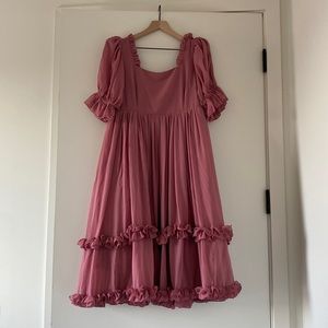 ASOS Maya Bridesmaid Square Neck Puff Dress in Desert Rose